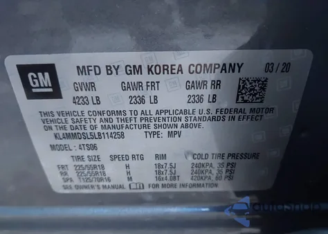 2020 Buick Encore Gx Fwd Select z USA, uszkodzony, nr VIN KL4MMDSL5LB114258